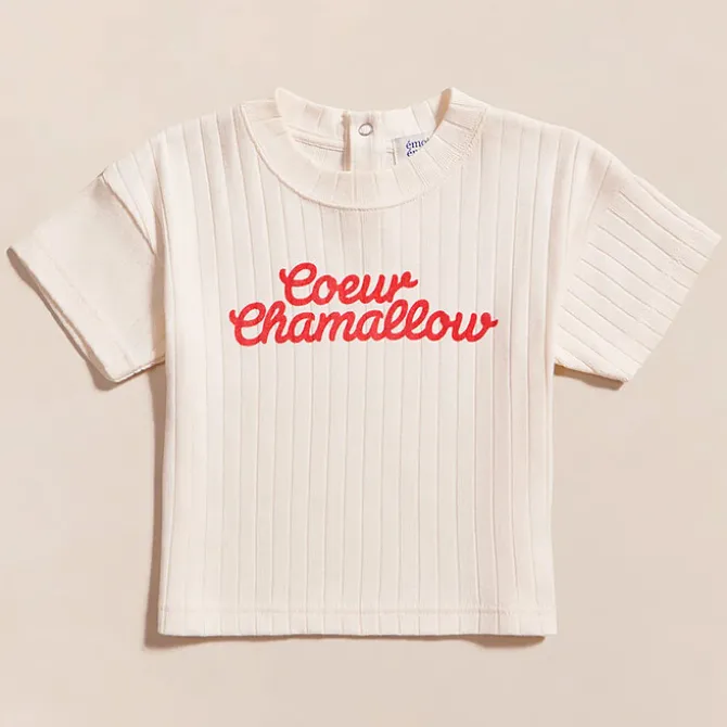 émoi émoi T-shirt Coeur Chamallow Crème - 2 Ans