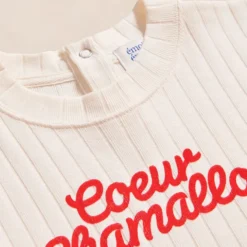 émoi émoi T-shirt Coeur Chamallow Crème - 2 Ans