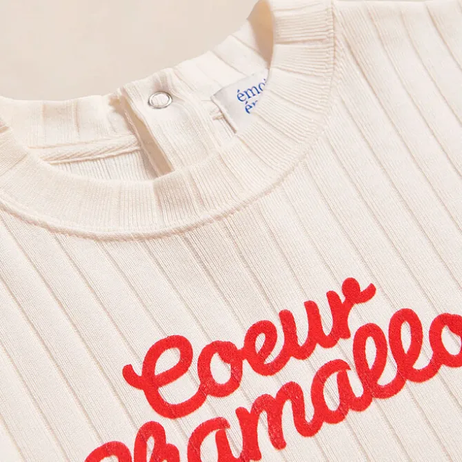 émoi émoi T-shirt Coeur Chamallow Crème - 2 Ans