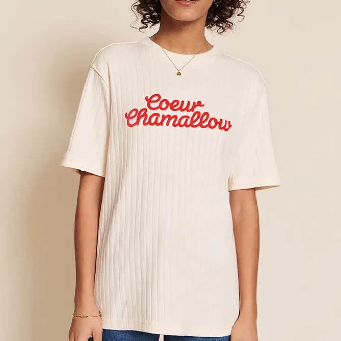 émoi émoi T-shirt Coeur Chamallow Crème - L
