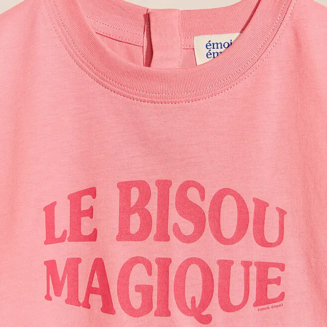émoi émoi T-shirt Le Bisou Magique Framboise - 12 Mois