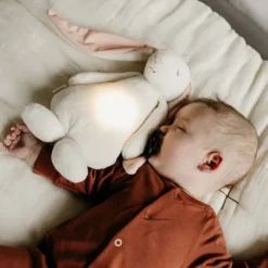 moonie Peluche Veilleuse Musicale Lapin Moonie - Crème et Rose