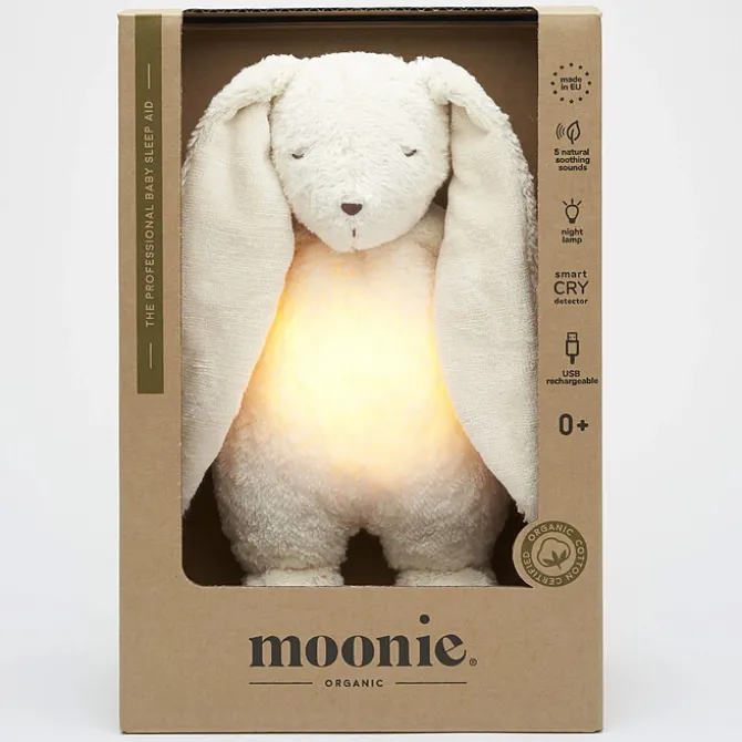 moonie Peluche Veilleuse Musicale Lapin Moonie Blanc Polaire