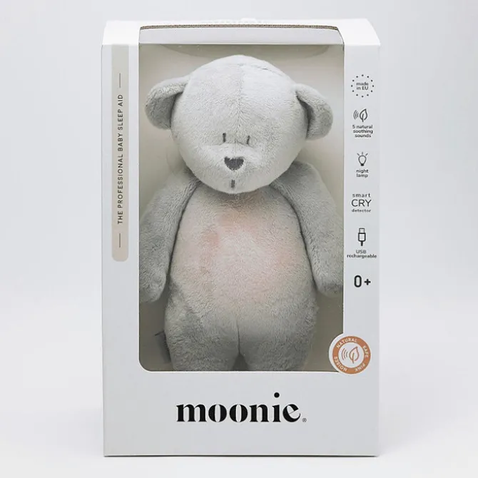 moonie Peluche Veilleuse Musicale Ourson - Gris