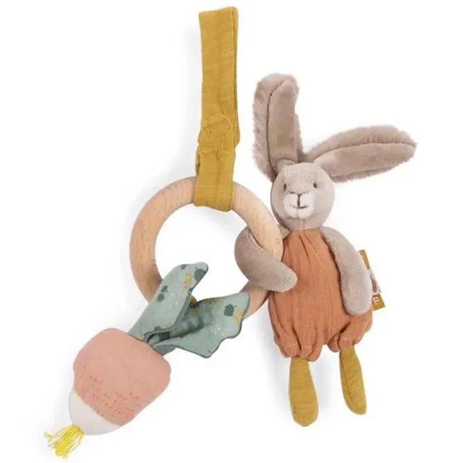 Moulin Roty Anneau Hochet Bois Lapin - Trois Petits Lapins