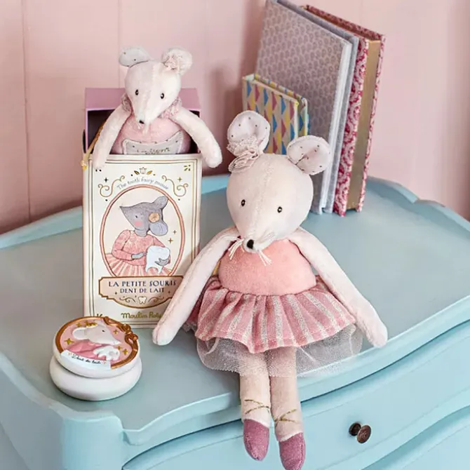 Moulin Roty Petite Peluche Souris Rose - La Petite Ecole de Danse