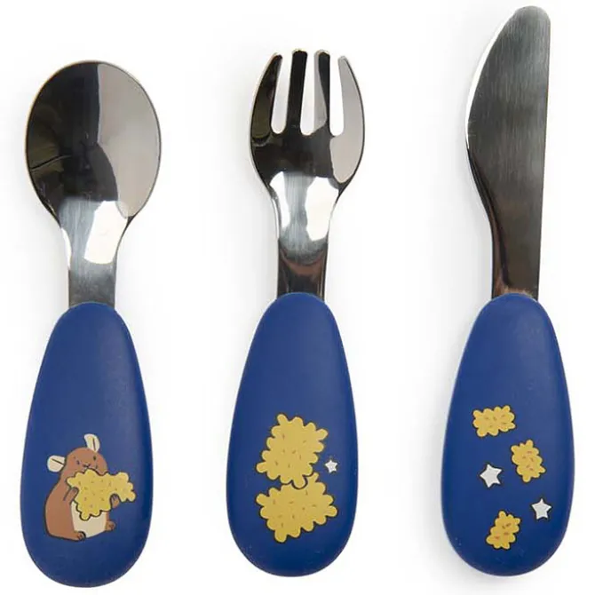 Moulin Roty Set de Couverts Silicone - Puce & Pilou