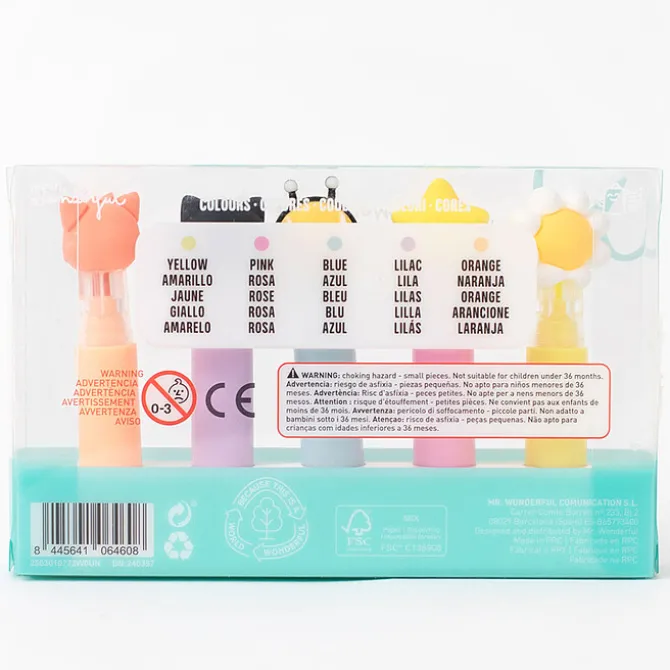 Mr Wonderful Coffret de 5 Surligneurs avec Trousse - Live In Color