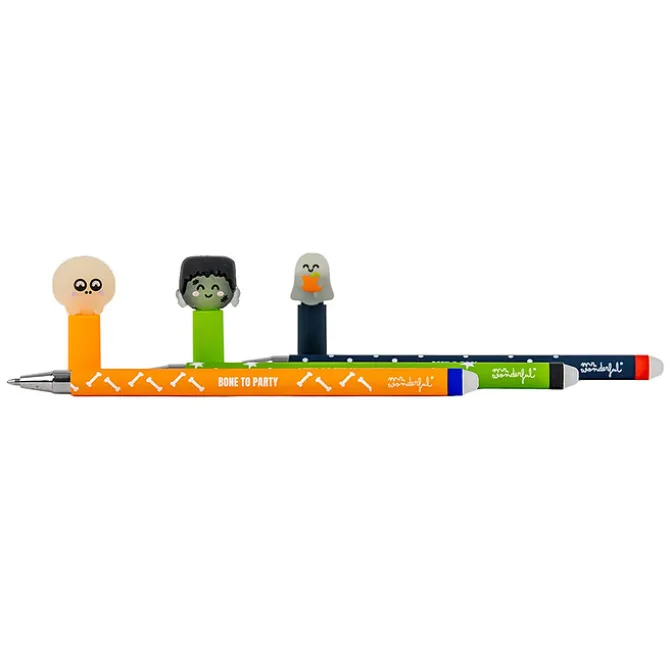Mr Wonderful Lot de 3 Stylos Effaçables Bo-Bo - Glow in the Dark Halloween
