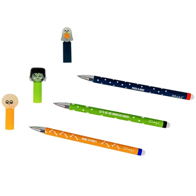 Mr Wonderful Lot de 3 Stylos Effaçables Bo-Bo - Glow in the Dark Halloween
