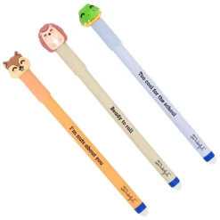 Mr Wonderful Lot de 3 Stylos Effaçables Bo-Bo - Écureuil, Hérisson et Crocodile