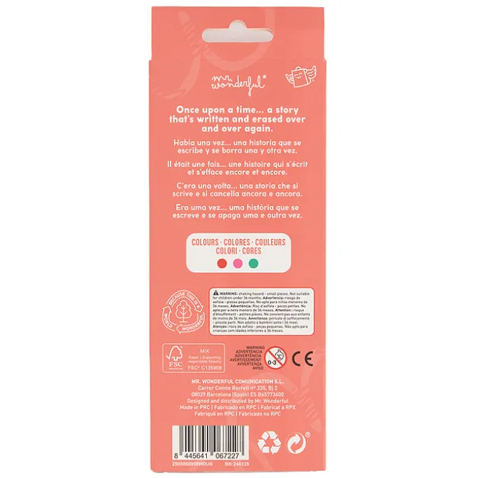 Mr Wonderful Lot de 3 Stylos Effaçables Bo-Bo - Chevalier, Princesse et Dragon