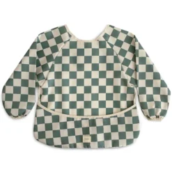 mushie Bavoir à Manches Olive Check - 6/24 Mois