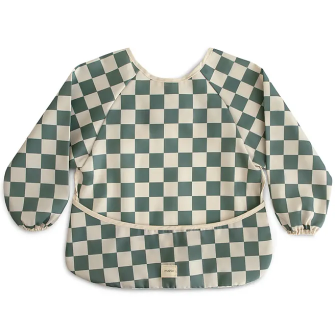 mushie Bavoir à Manches Olive Check - 6/24 Mois