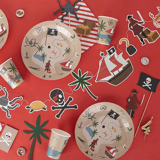 My Little Day Lot de 8 Gobelets en Papier Pirate - 205 ml