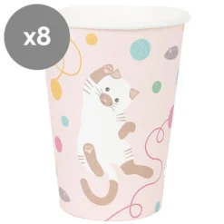 My Little Day Lot de 8 Gobelets en Papier Chat - 205 ml