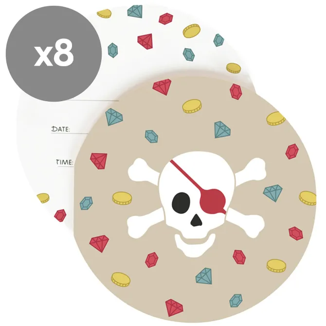 My Little Day Lot de 8 Invitations Pirate