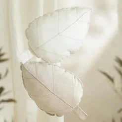 Nobodinoz Coussin Feuille Lin Français - Greige