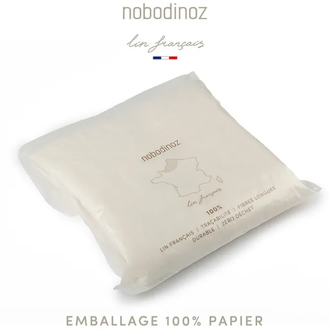Nobodinoz Coussin Feuille Lin Français - Off White