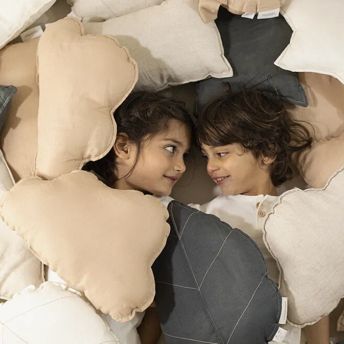 Nobodinoz Coussin Feuille Lin Français - Off White