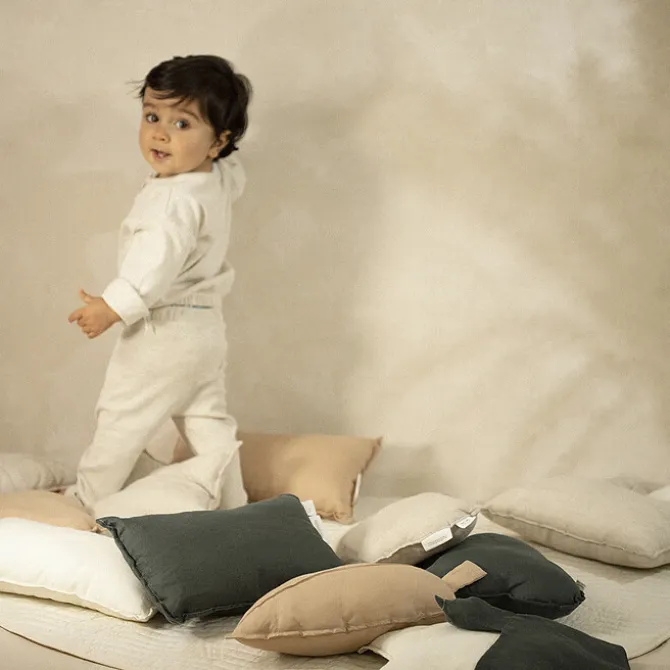 Nobodinoz Coussin Feuille Lin Français - Sand