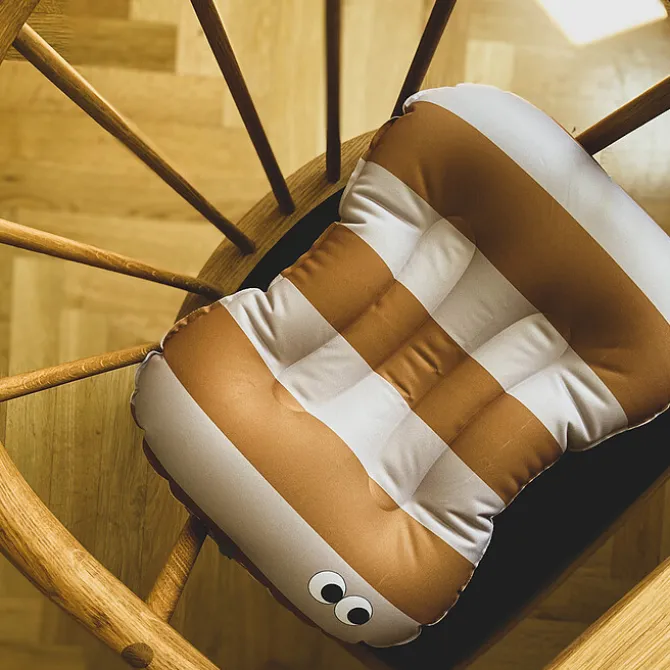 NOUI NOUI Coussin de Chaise Nomade - Stripes Nude Mustard