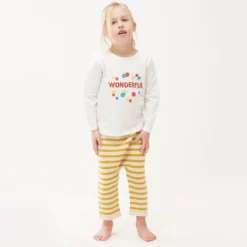 Oeuf NYC Pantalon à Rayures Blanc et Mimosa - 12 Mois