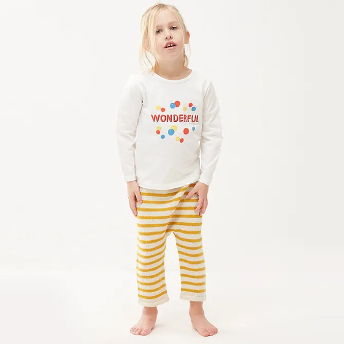Oeuf NYC Pantalon à Rayures Blanc et Mimosa - 6 Mois