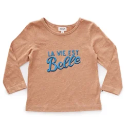Oeuf NYC Tee-shirt La Vie Est Belle Marron - 18 Mois