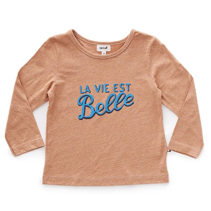 Oeuf NYC Tee-shirt La Vie Est Belle Marron - 12 Mois