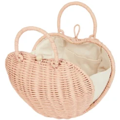 Olli Ella Panier en Rotin Coeur - Rose