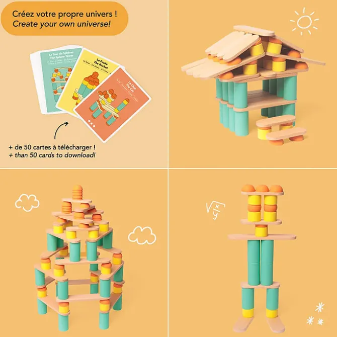 Oppi Toys Jeu de Construction Stix - 60 Pièces
