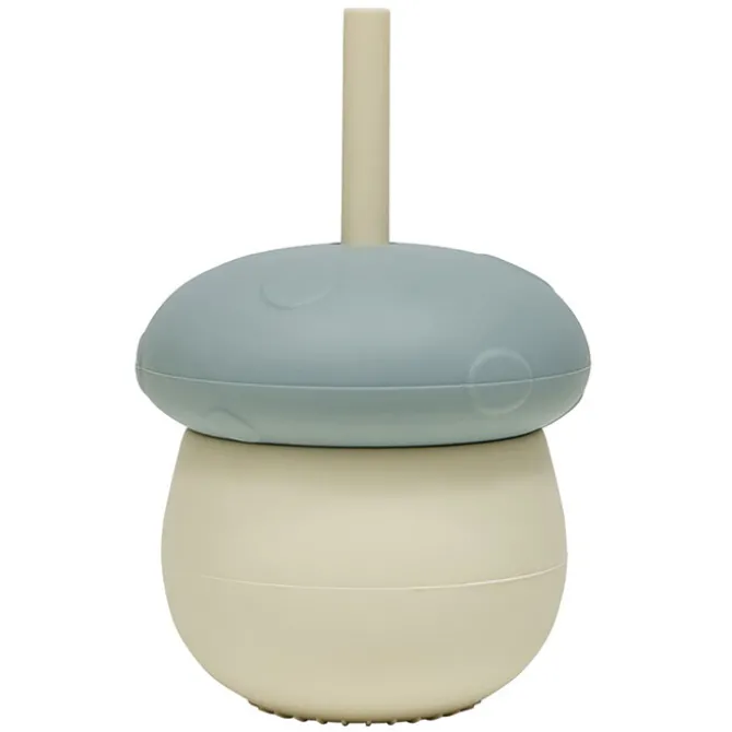 OYOY Verre avec Paille Champignon - Off White Blue