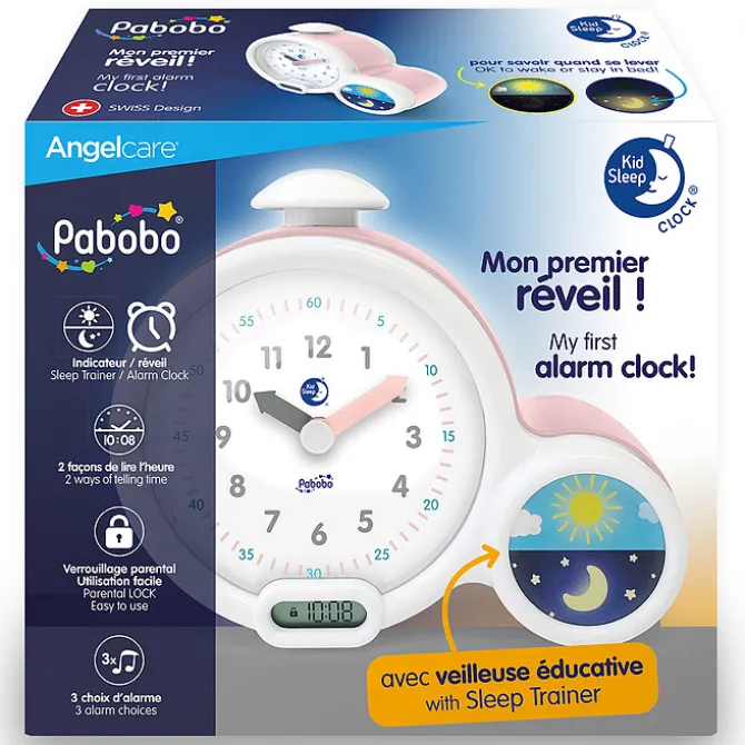 Pabobo Kid'Sleep Clock Mon Premier Réveil - Rose