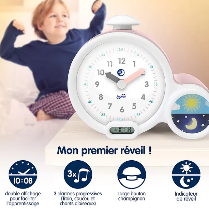 Pabobo Kid'Sleep Clock Mon Premier Réveil - Rose