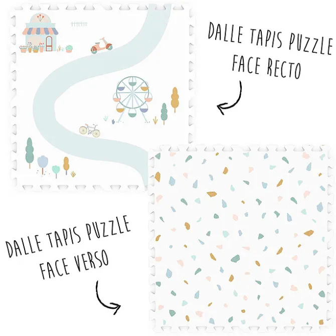 Play&Go Tapis de Jeux Réversible TILOO - Village & Terrazzo