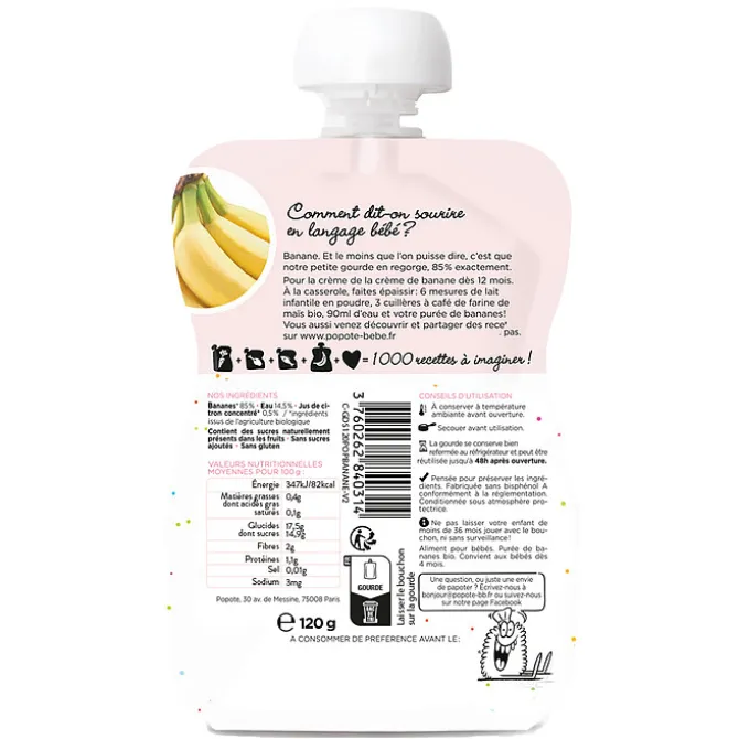 Popote Gourde Repas Bio Banane - 120 g