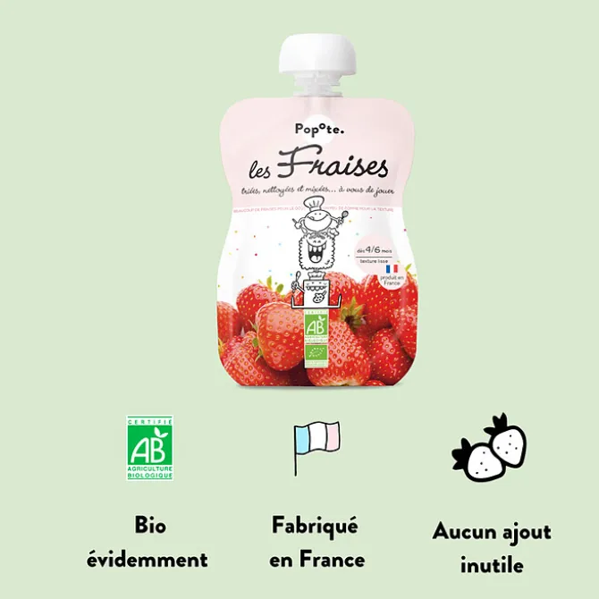 Popote Gourde Repas Bio Fraises - 120 g