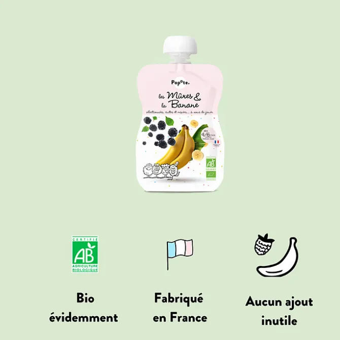 Popote Gourde Repas Bio Mûres et Banane - 120 g