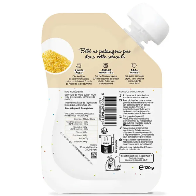 Popote Gourde Repas Bio Polenta - 120 g