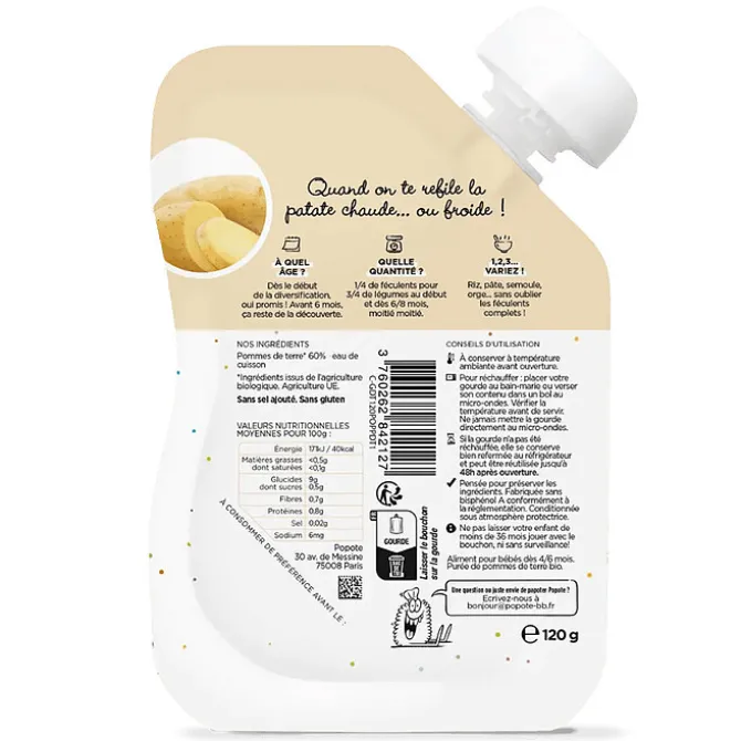 Popote Gourde Repas Bio Pomme de Terre - 120 g