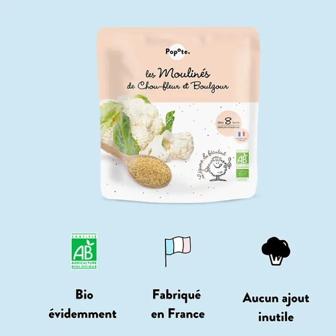 Popote Les Moulinés Chou-fleur et Boulgour - 180 g