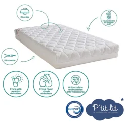 P'tit Lit Matelas Mon P'tit Matelas Climatisé Anti-acariens - 60 x 120 cm