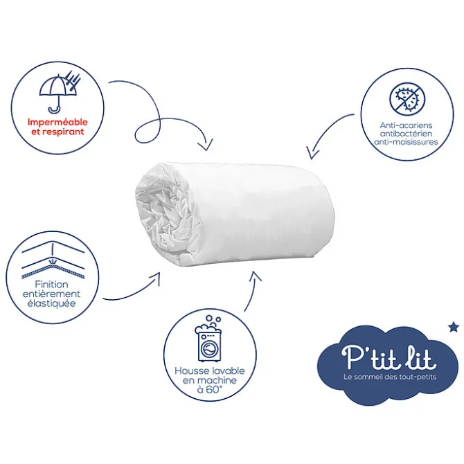 P'tit Lit Mon P'tit Protège Matelas imperméable Eponge - Cododo