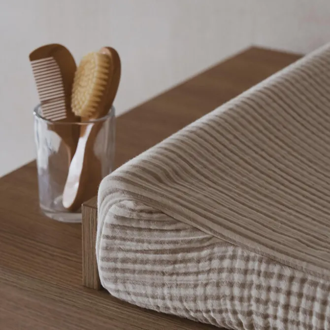 Quax Housse Matelas à Langer Natural - Stripes