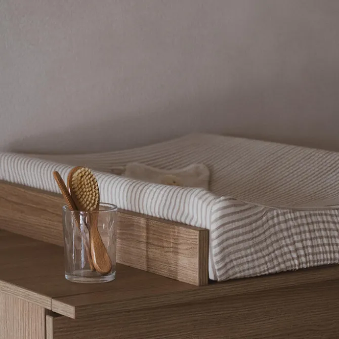 Quax Housse Matelas à Langer Natural - Stripes
