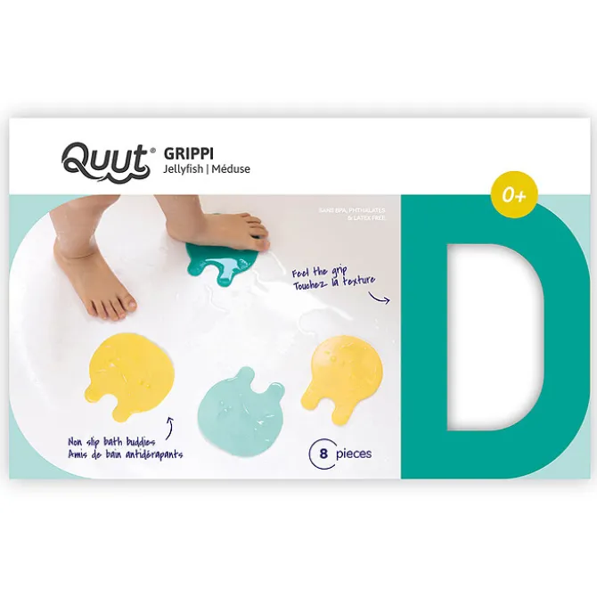 Quutopia Lot de 8 Méduses Antidérapantes Grippi - Jaune et Menthe