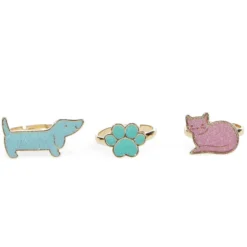 Rex London Lot de 3 Bagues Pailletées - Chien