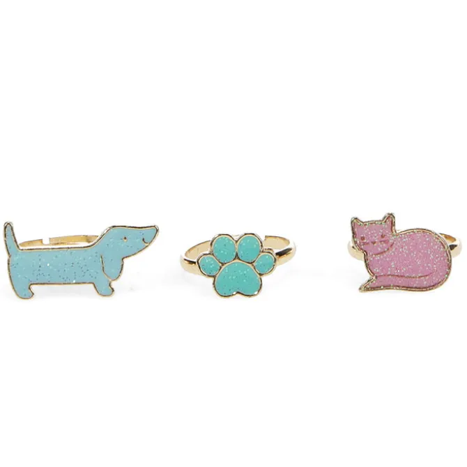 Rex London Lot de 3 Bagues Pailletées - Chien