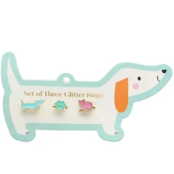 Rex London Lot de 3 Bagues Pailletées - Chien